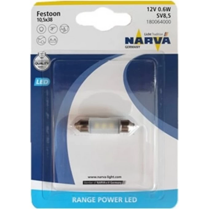 Лампа NARVA FESTOON LAMPS 43mm LED 12V 0.6W SV8.5 B1 82569474 Лампа NARVA FESTOON LAMPS 43mm LED 12V 0.6W SV8.5 B1 82569474