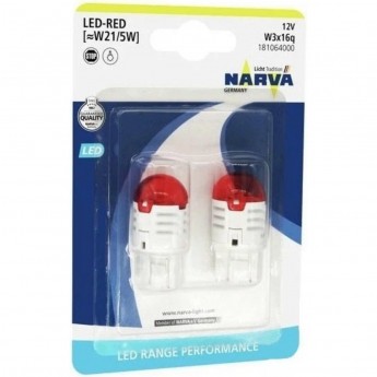 Лампа NARVA RANGE PERFORMANCE LED W21/5 0.8W/1.75W W3 16 B2 12V red 2шт. Лампа NARVA RANGE PERFORMANCE LED W21/5 0.8W/1.75W W3 16 B2 12V red 2шт.