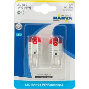 Лампа NARVA RANGE PERFORMANCE LED W21/5 red 2 шт. Лампа NARVA RANGE PERFORMANCE LED W21/5 red 2 шт.